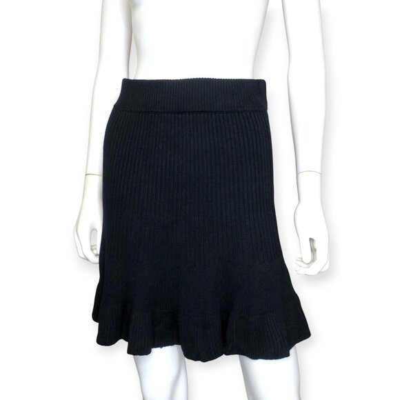 Free People Solid Gold Skirt Sweater Knit Black Ribbed Mini Skirt Women's Small - Picture 4 of 6